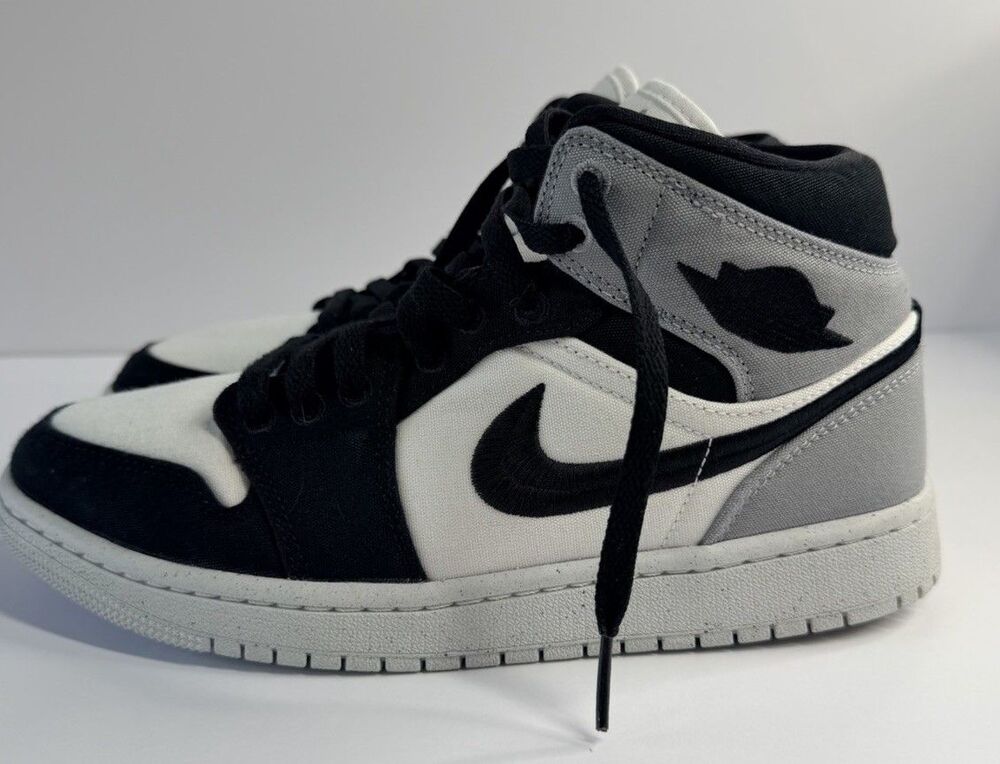 Nike Air Jordan 1 Mid SE Women’s 8.5 Black White Gray Canvas DV0427-100